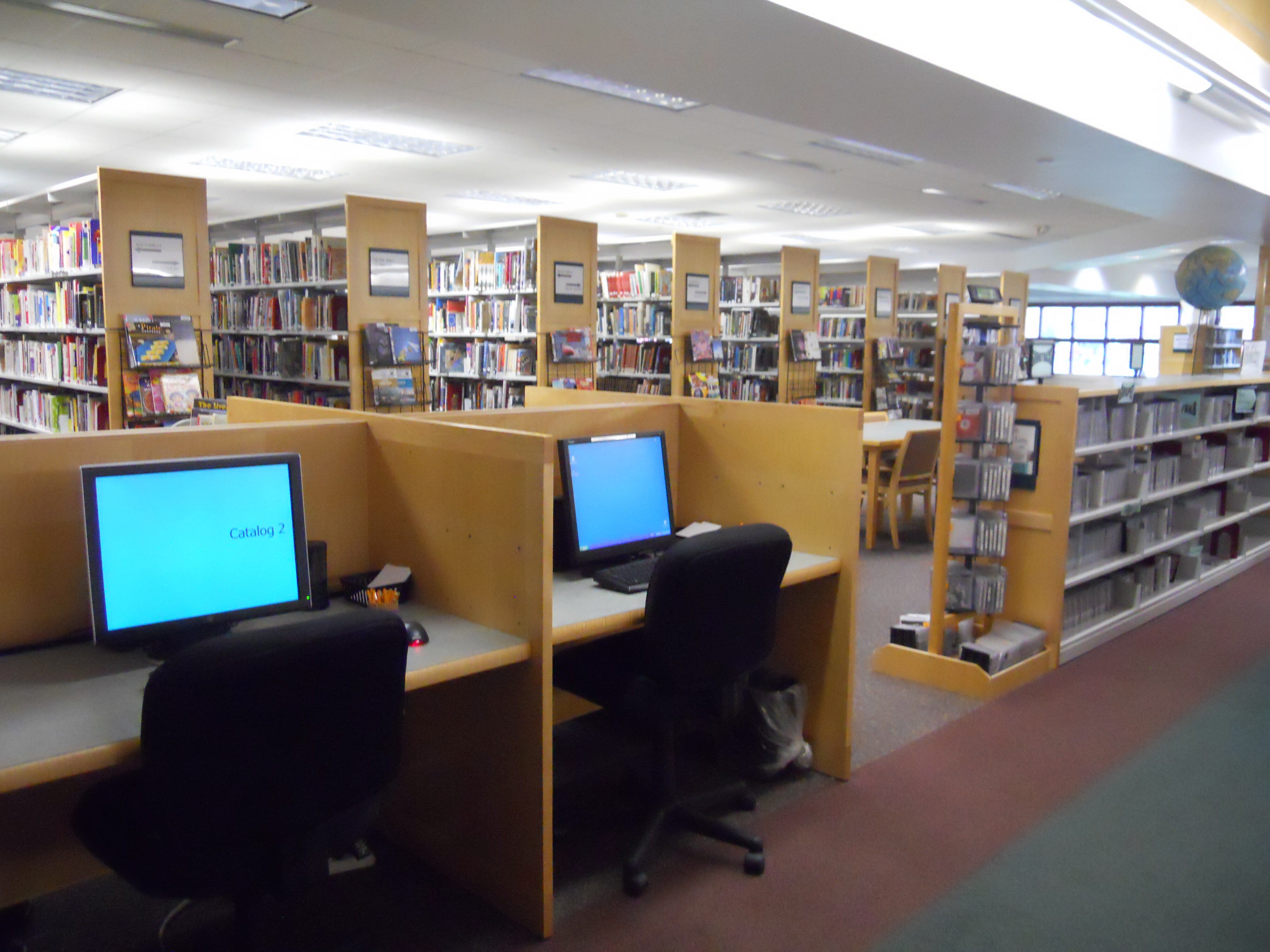 Computers with the library's catalog
