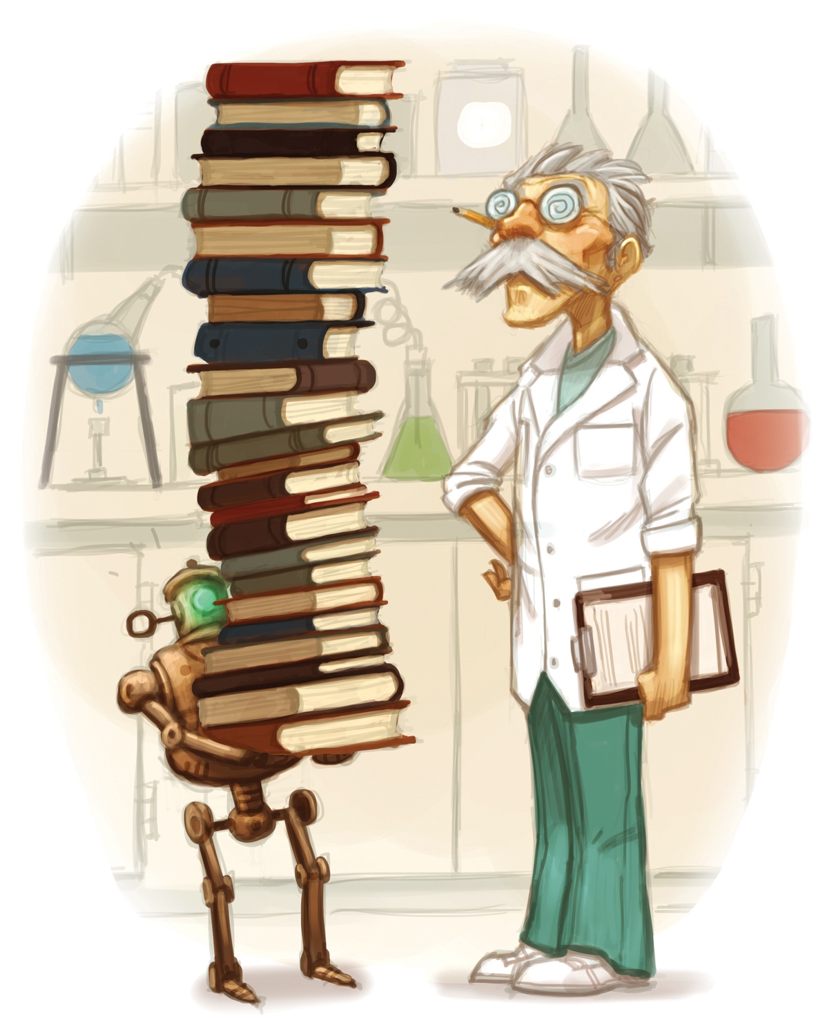 Scienctist with books